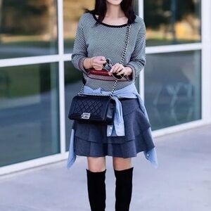 J Crew Charcoal Gray Wool Blend Tiered Ruffle Mini Skirt, size 6